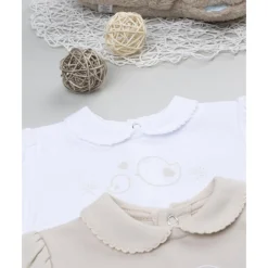 Pack 2 conjuntos de recién nacida blanco/beige