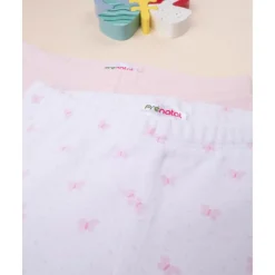Pack 2 pantalones con pies de bebé niña en algodón