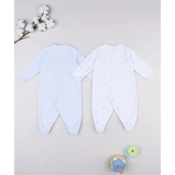 Pack 2 pijamas de bebé niño en terciopelo con estampado de perritos