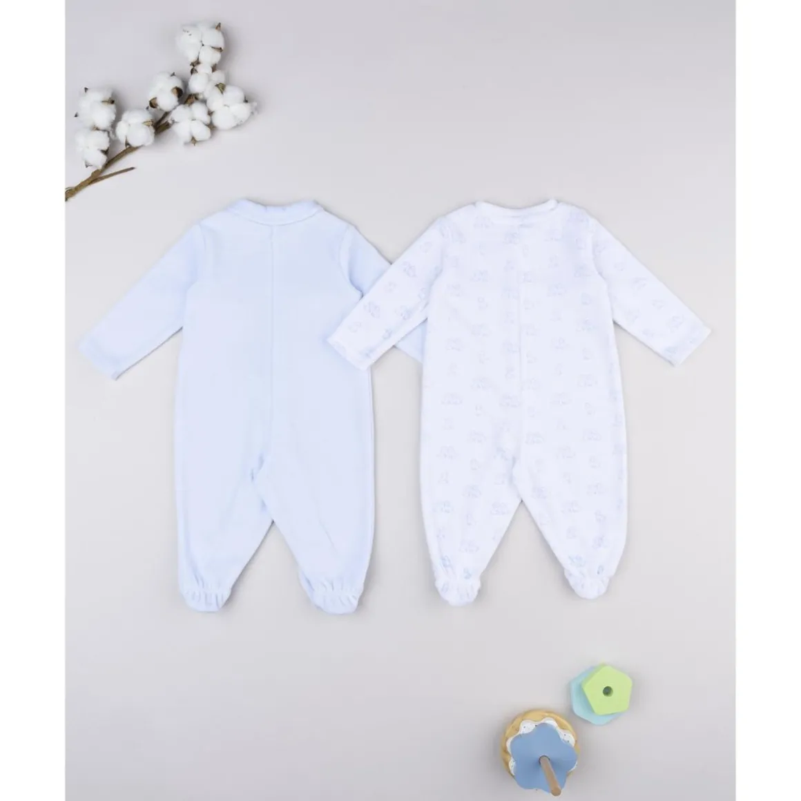 Pack 2 pijamas de bebé niño en terciopelo con estampado de perritos
