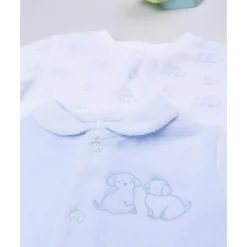 Pack 2 pijamas de bebé niño en terciopelo con estampado de perritos