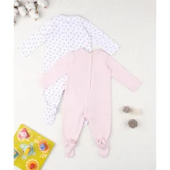 Pack 2 pijamas enterizos de bebé niña con estampado de jirafa