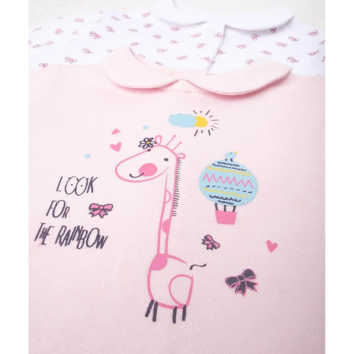 Pack 2 pijamas enterizos de bebé niña con estampado de jirafa