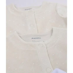 Pack 3 pijamas largos de bebé en blanco y beige