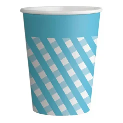 Pack 8 vasos ecológicos de cartón - Cuadros azules