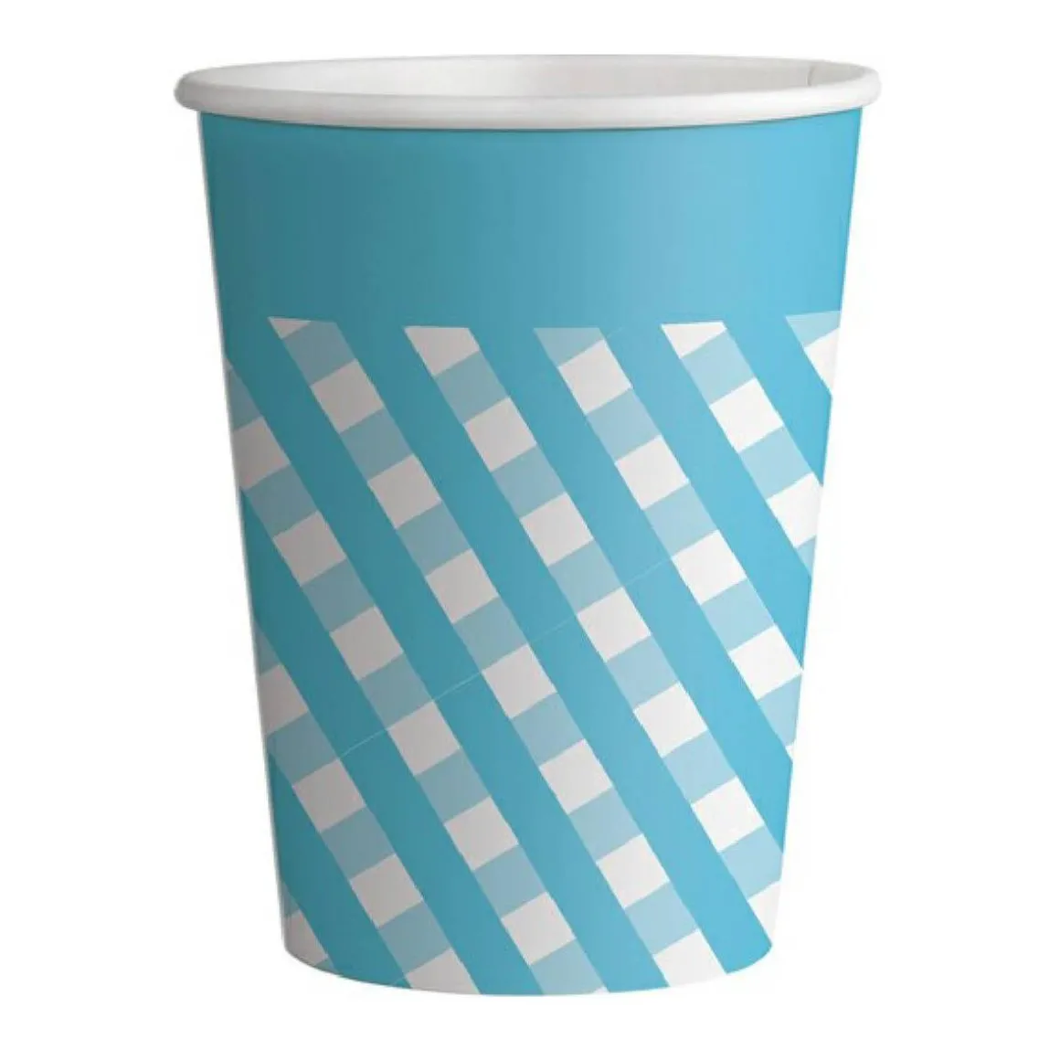 Pack 8 vasos ecológicos de cartón - Cuadros azules