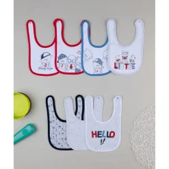 Pack de 7 baberos interlock con estampado de ositos