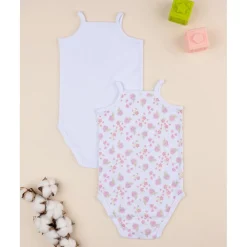 Pack de 2 bodies con estampado de fresas para bebé niña