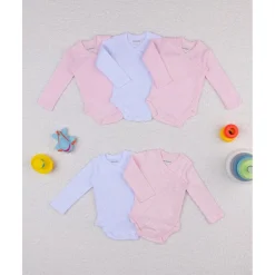 Pack de 5 bodies rosas, blancos y con estrellitas