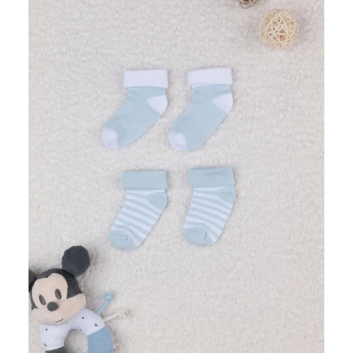 Pack de 2 calcetines para recién nacido azul y blanco