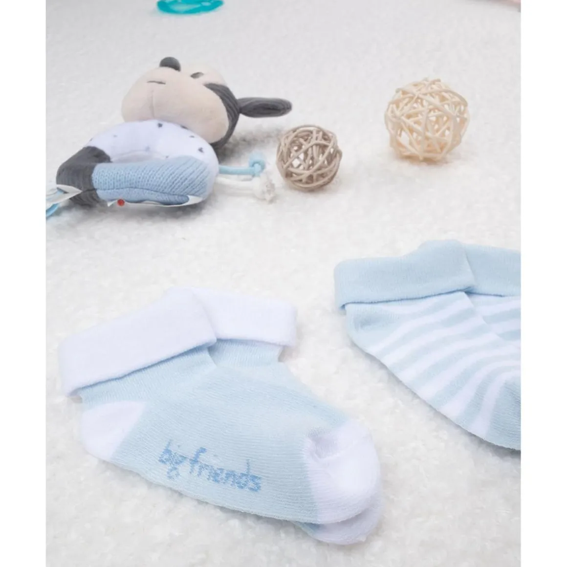 Pack de 2 calcetines para recién nacido azul y blanco