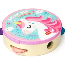 Pandereta infantil con sonajeros, tema unicornio ㅤ