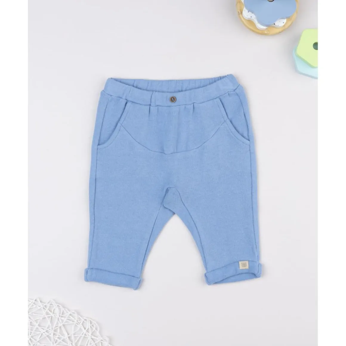 Pantalón bebé azul de punto