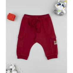 Pantalón felpado niño color burdeos
