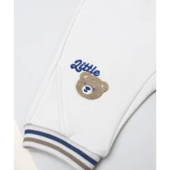Pantalón gris para niño con parche de oso