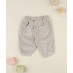 Pantalón niña beige de canalé con bordados