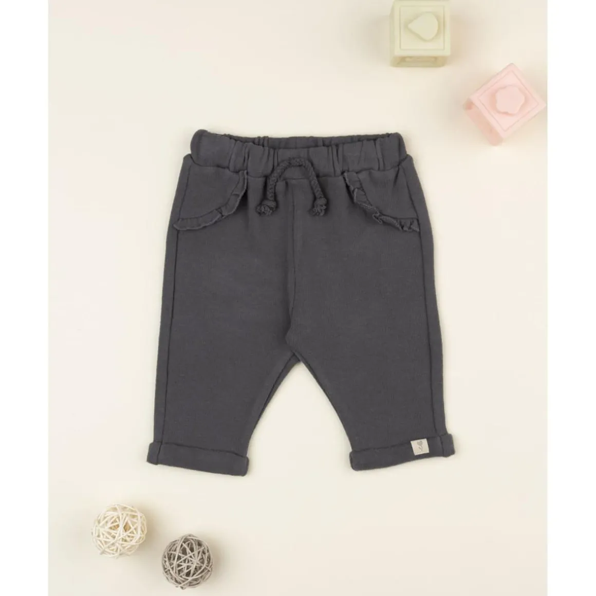 Pantalón niña gris antracita en punto suave