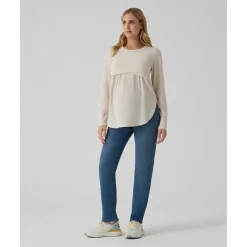 Pantalón premamá de denim con banda elástica
