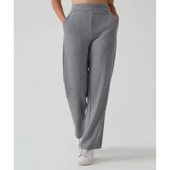 Pantalón premamá de pierna ancha gris “fake tricot”