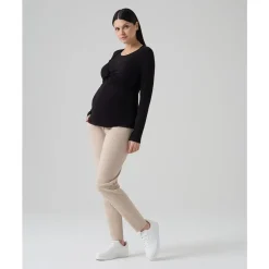 Pantalones premamá jogger beige punto milano