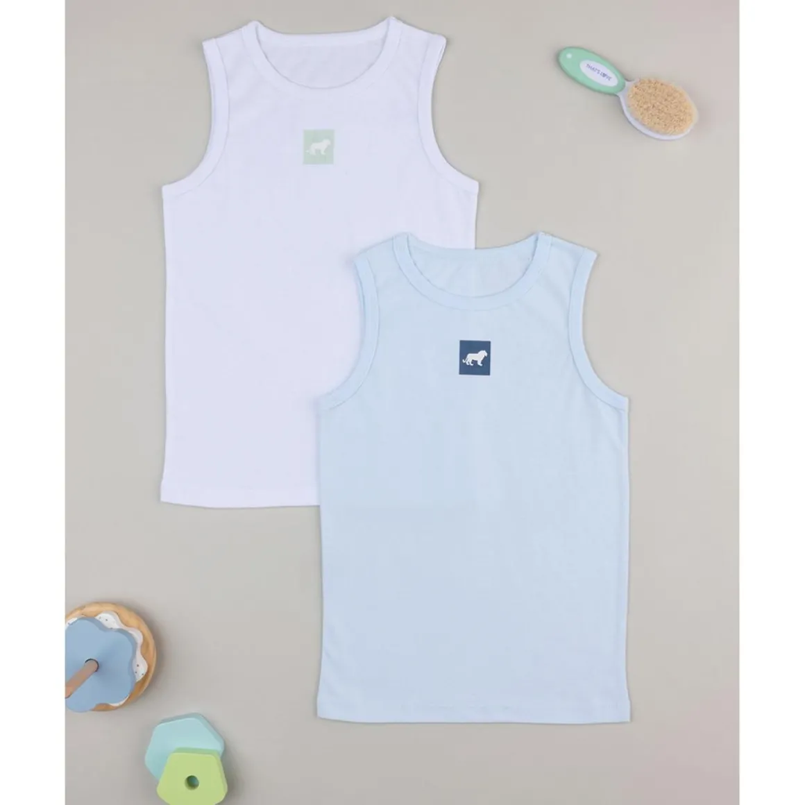 Paquete 2 camisetas de tirantes anchos blanco/azul