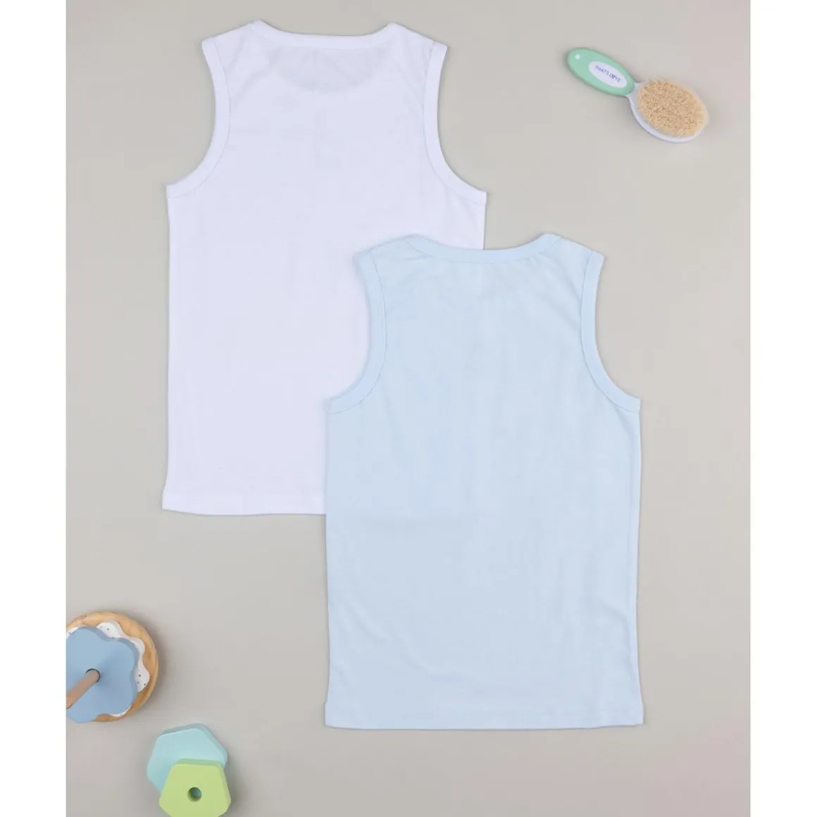 Paquete 2 camisetas de tirantes anchos blanco/azul