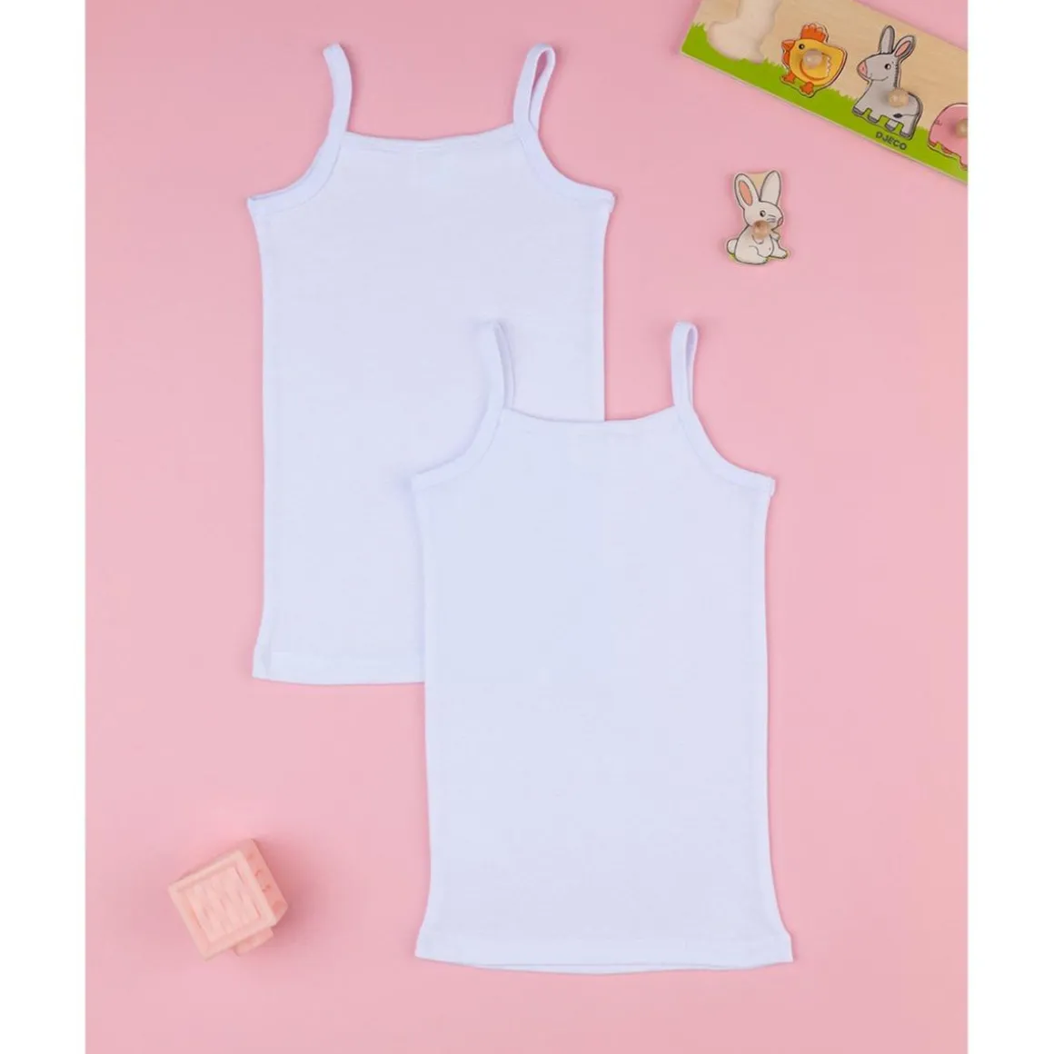 Paquete de 2 camisetas interiores de niña con tirante fino