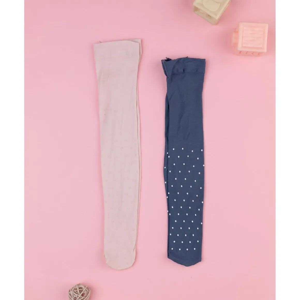 Paquete de 2 medias para niña rosa/azul de todo estampado