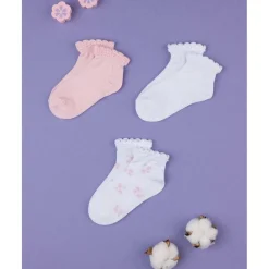 Paquete de 3 pares de calcetines de niña con volantes