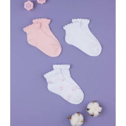 Paquete de 3 pares de calcetines de niña con volantes