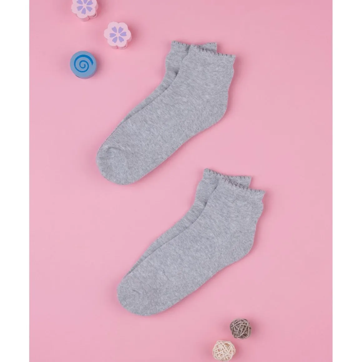 Paquete de 2 pares de calcetines cortos gris jaspeado