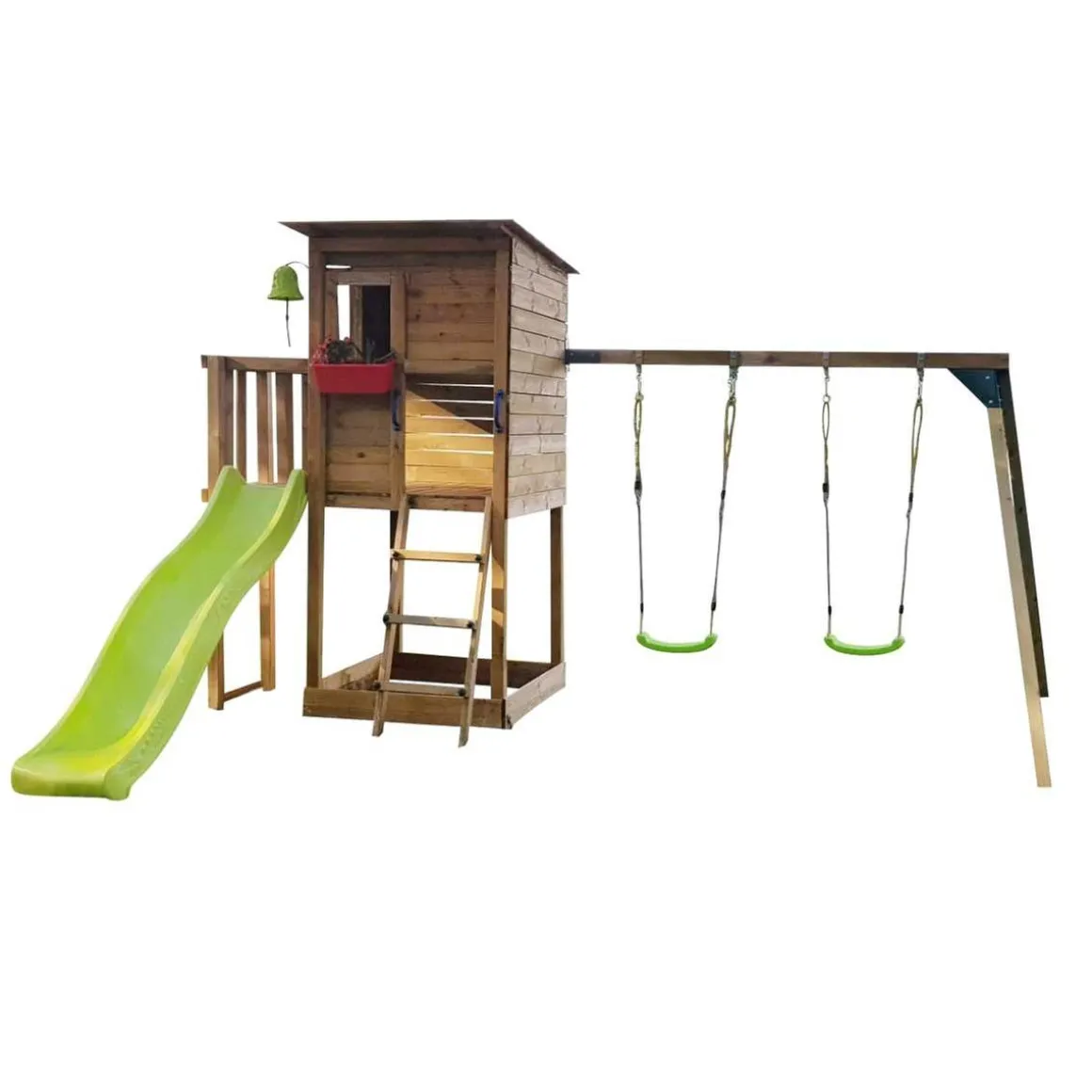 Parque juegos infantil de madera Taga con columpio doble