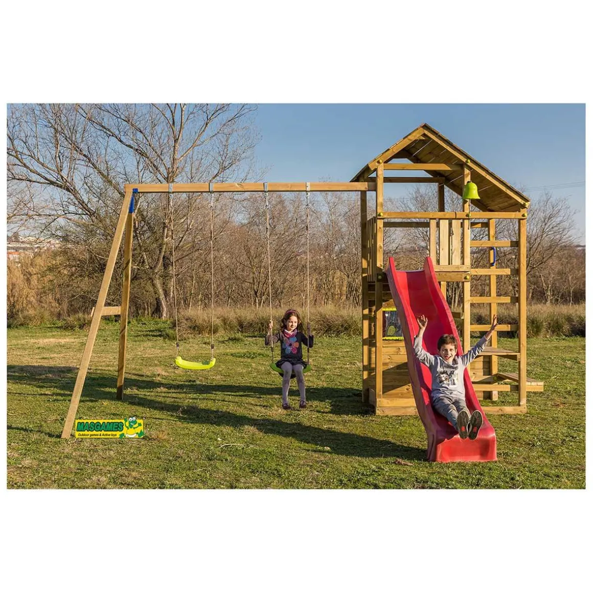 Parque juegos infantil de madera Teide XL con columpio doble