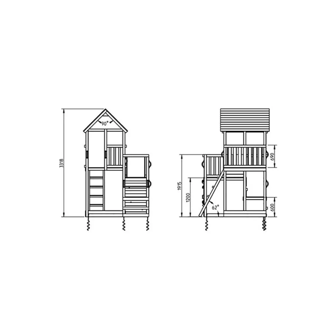 Parque juegos infantil de madera Penthouse XL con columpio doble