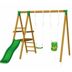 Parque juegos infantil de madera Milos con asiento para bebé