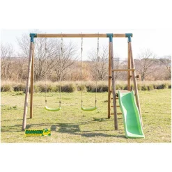 Parque juegos infantil de madera Milos con asiento para bebé