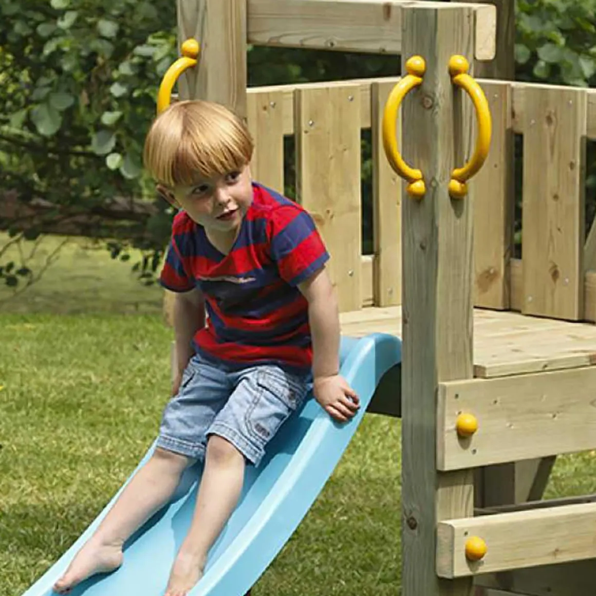 Parque juegos infantil de madera Teide XL con puente y columpio doble