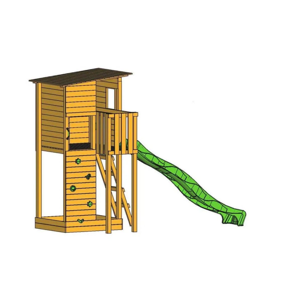 Parque juegos infantil de madera Taga con pared de escalada