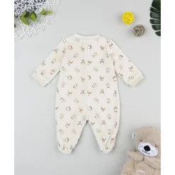 Pelele de terciopelo beige con estampado animalitos