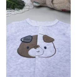 Pelele gris de niño con perrito