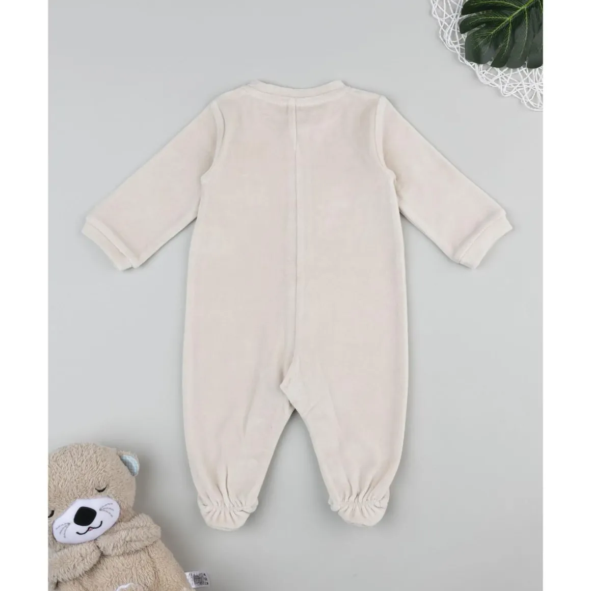 Pelele unisex beige con ositos para recién nacido