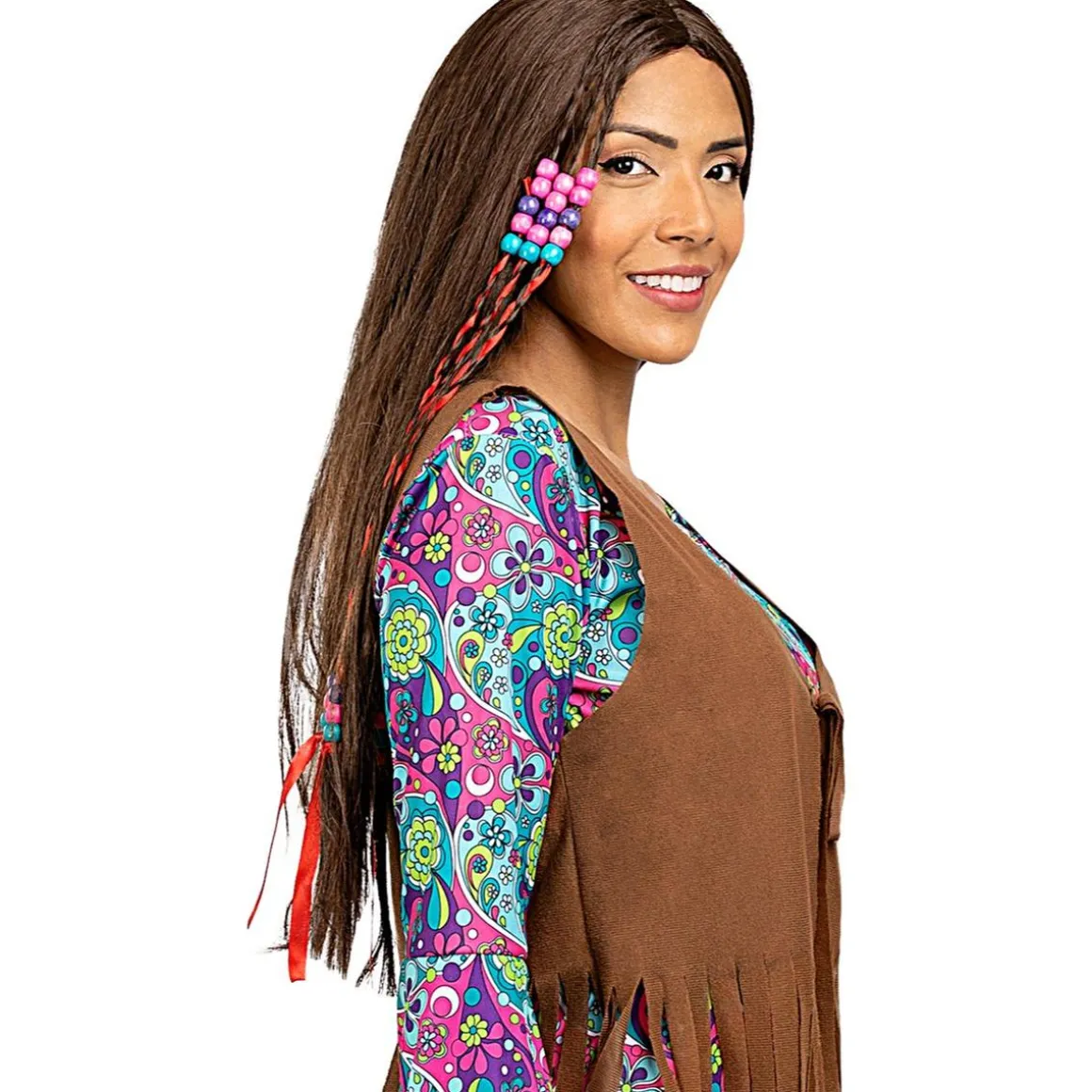 Peluca de hippie morena
