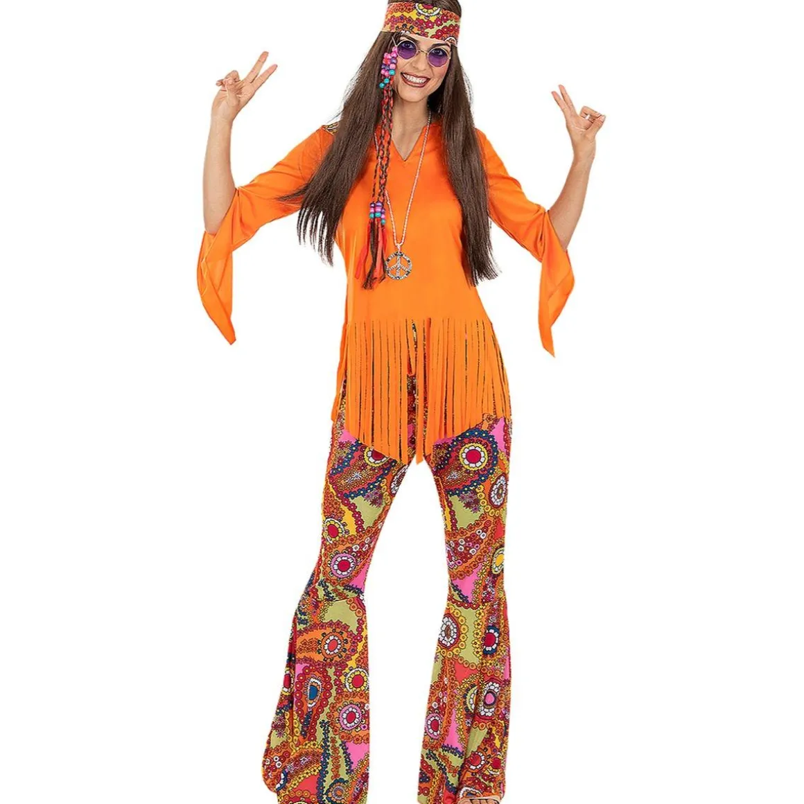 Peluca de hippie morena