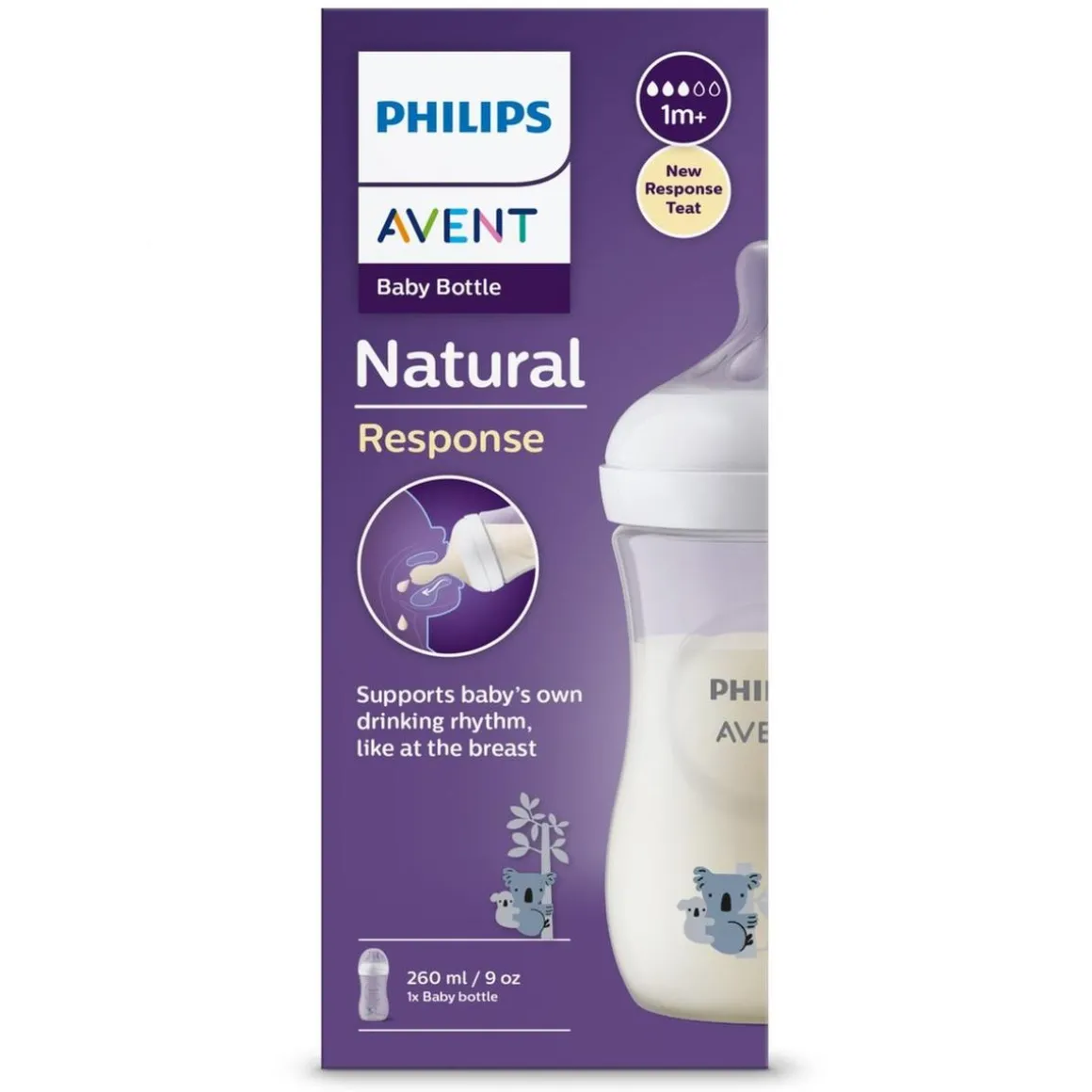 Philips Avent - Biberón Natural Response Neutral Koala 260 ml