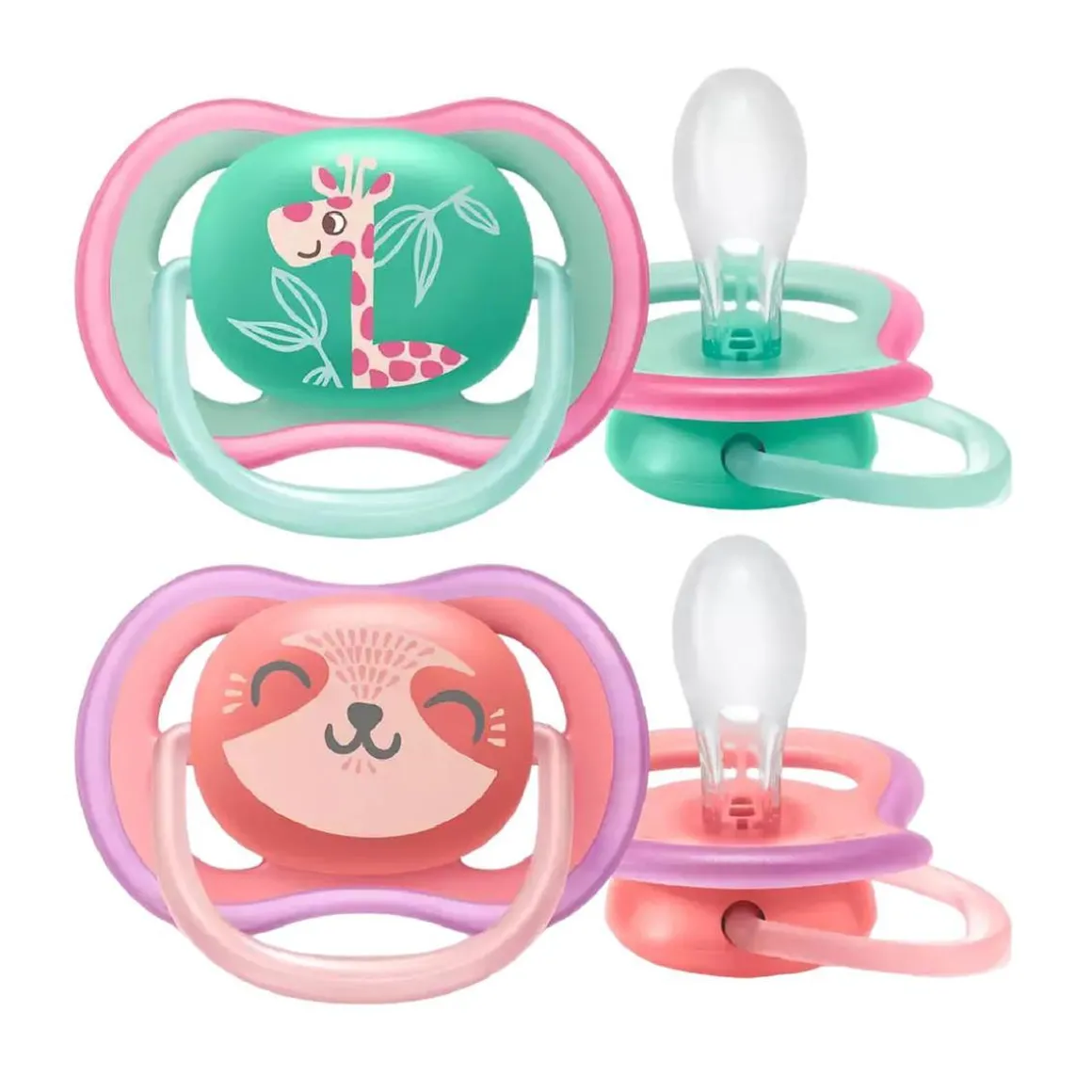 Philips Avent - Chupetes Ultra Air verde y rosa +18 meses