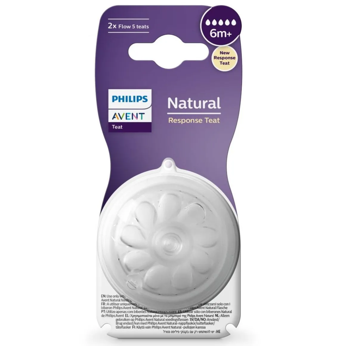 Philips Avent - Pack de 2 tetinas Natural Response nivel 5 (+6m)