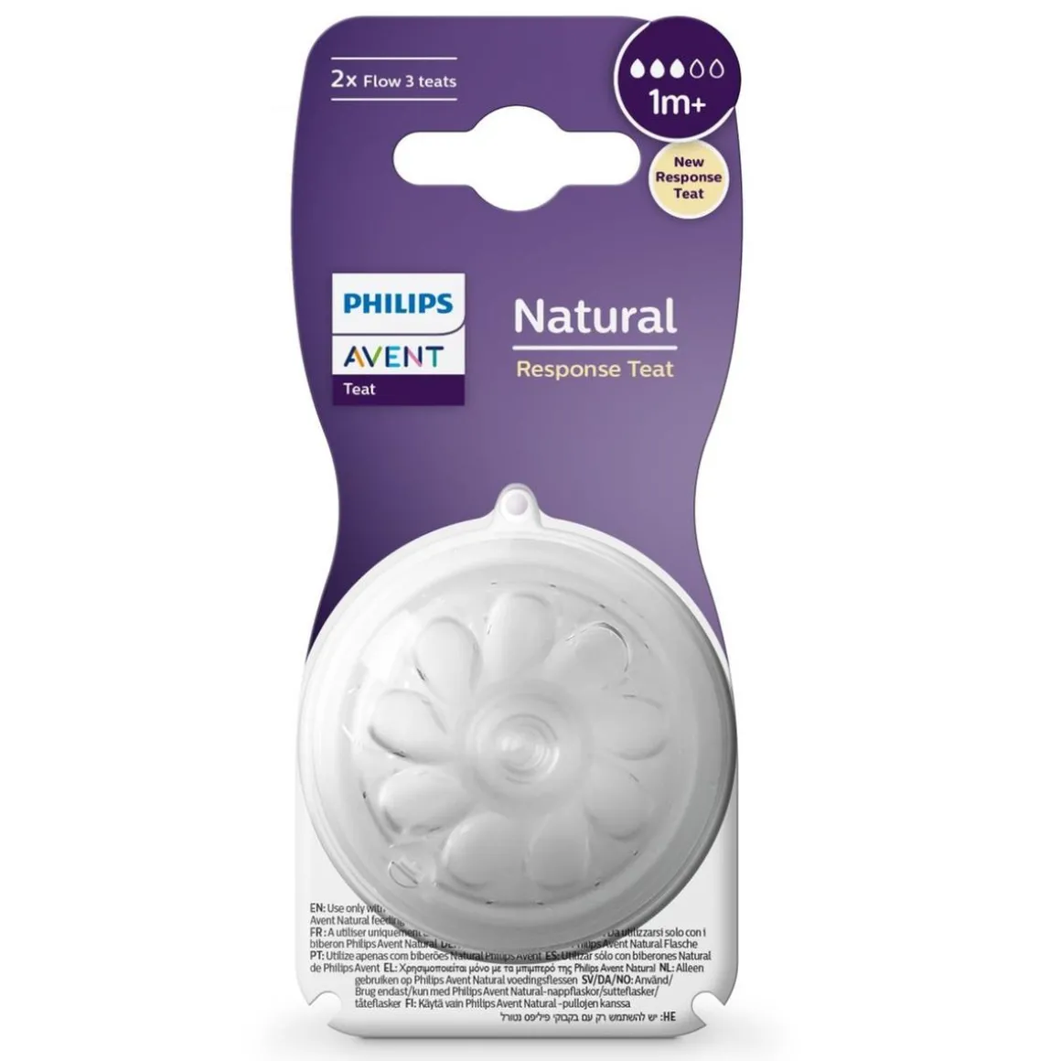 Philips Avent - Pack de 2 tetinas Natural Response nivel 3 (+1m)