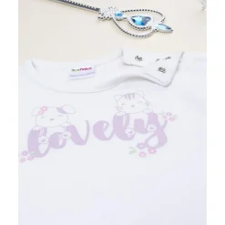 Pijama blanco y lila para niña