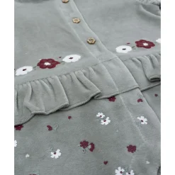 Pijama de niña en terciopelo verde con flores