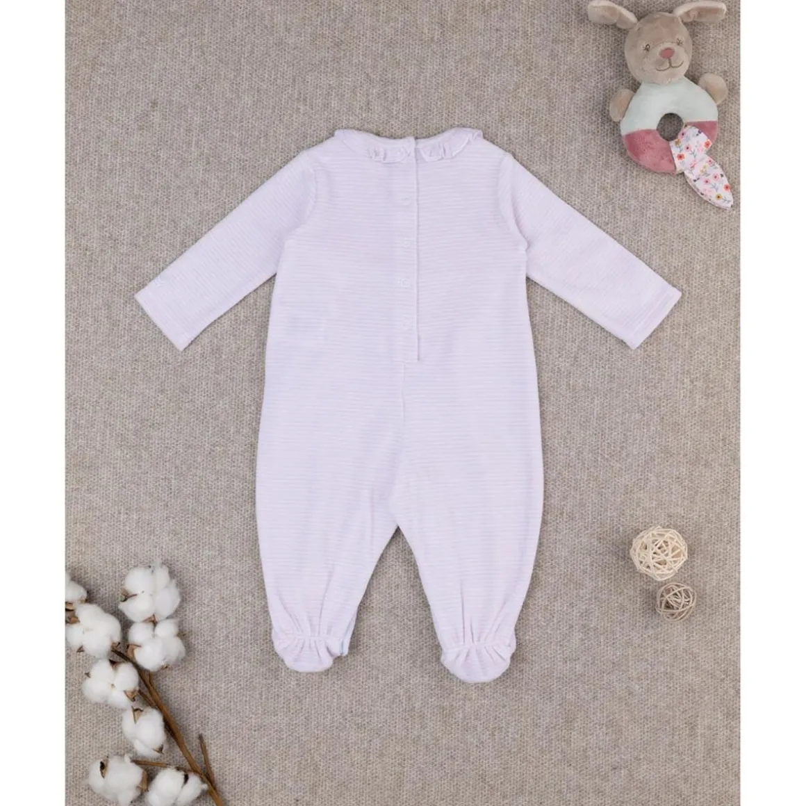 Pijama niña rosa con osito bordado